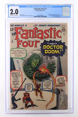 Buy Fantastic Four #5 - Marvel Comics 1962 CGC 2.0 Origin And 1st Appearance Of Dr.  • 3,213.21£