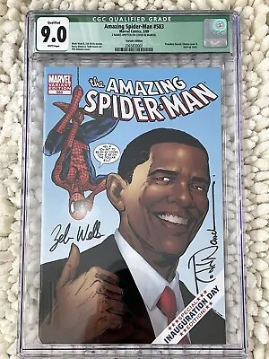 Buy Amazing Spider-Man 583 CGC 9.0 Signed Wells Nauck Obama Variant Inauguration Day • 394.95£