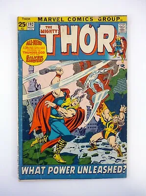 Buy Mighty Thor #193 Marvel Comics Thunder God, Silver Surfer VG- 1971 • 28.37£