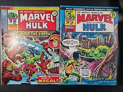 Buy The Mighty World Of Marvel Starring Hulk / Avengers #88 & #89 Marvel Uk 1974 • 0.99£