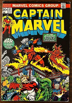 Buy Captain Marvel #27 7.5 2nd Eros 3rd Thanos 1973 Off-white Pages • 70.37£