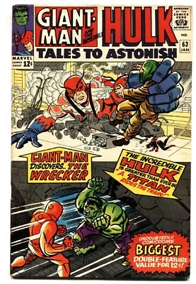 Buy TALES TO ASTONISH #63 1st Full LEADER Comic Book - 1965-Hulk Giant-Man • 237.47£