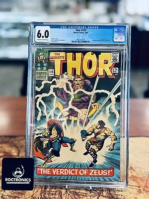 Buy Thor #129 CGC 6.0 1966 Marvel 1st Appearance Ares Hercules Pluto & Zeus App *MP • 138.56£