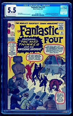 Buy Fantastic Four 15 Cgc 5.5 Ow White Pages 6/1963 💎 More Copies From 6.0 - 9.2 • 312.67£