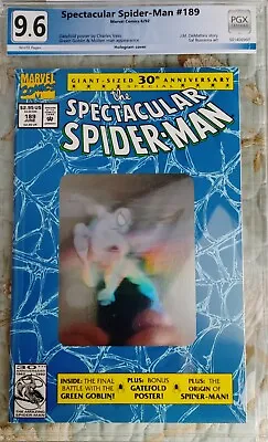 Buy The SPECTACULAR SPIDER-MAN #189 PGX 9.6 GREEN GOBLIN MOLTAN MAN HOLOGRAM COVER • 51.38£