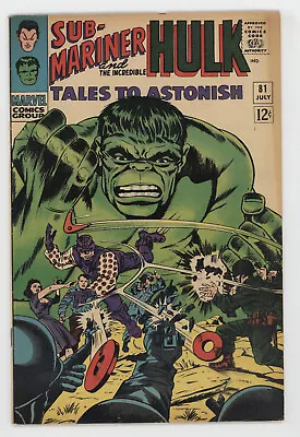 Buy Tales To Astonish 81 Marvel 1966 FN Namor Sub-Mariner Hulk 1st Boomerang • 71.96£