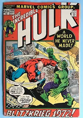 Buy Marvel Comics THE INCREDIBLE HULK #155  1972 Key Book • 9.07£