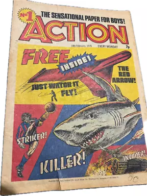 Buy Action Comic No 1 - 14th February 1976 PRE-BAN - HOOKJAW - IPC Magazines- No Toy • 20£