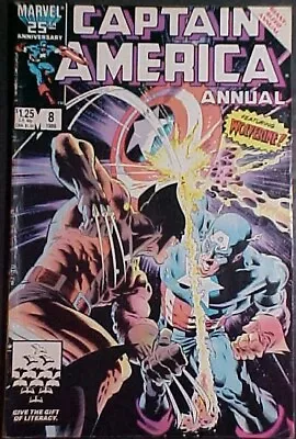 Buy Captain America Annual #8! Wolverine Battle Cover! Vg 1986 Marvel Comics • 6.35£