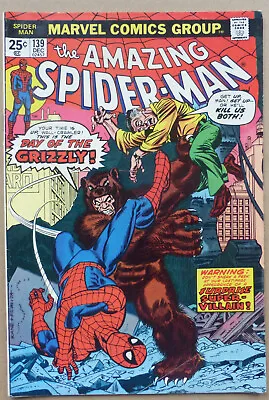 Buy The Amazing Spider-man #139,  Day Of The Grizzly! , Great Cover Art, 1974. • 35£