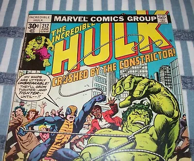 Buy The Incredible Hulk #212 First Constrictor! From June 1977 In VG Condition • 11.05£