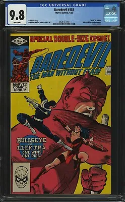 Buy Daredevil #181 CGC 9.8 NM/MT Death Of Elektra - Frank Miller Story! Marvel 1982 • 159.04£
