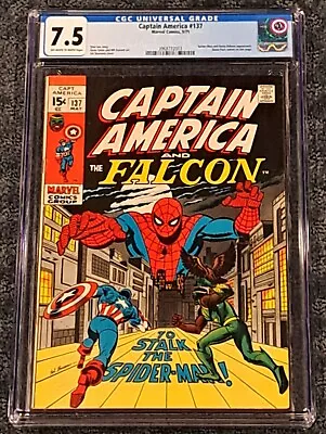 Buy Captain America #137 CGC 7.5 OW/W 1971 Spider-Man Falcon Marvel Comics • 43.54£
