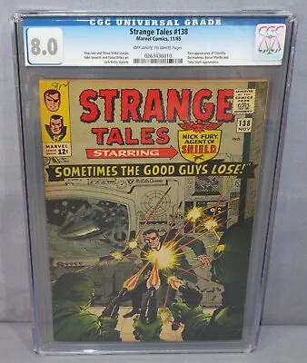 Buy STRANGE TALES #138 (Eternity 1st App) CGC 8.0 VF Marvel 1965 Doctor Strange • 308.72£
