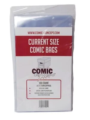 Buy 100x Current Size Comic Book Bags - Comic Concept • 7.25£