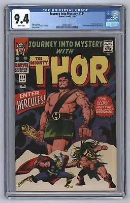 Buy Journey Into Mystery #124 2nd App Of Hercules Classic Kirby Cover 1966 CGC 9.4 • 359.78£