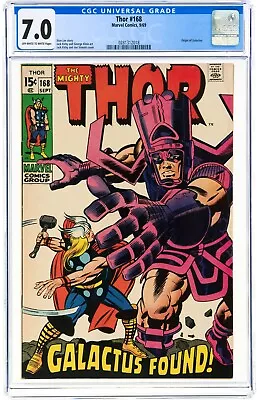 Buy Thor #168 CGC 7.0 1969 OW/W Pages, Origin Of Galactus NEW CASE • 119.67£