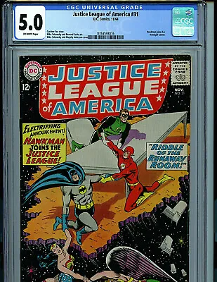 Buy  Justice League Of America #31 CGC 5.0 1964 DC Comics Silver Age Amricons K12 • 118.54£