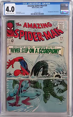 Buy 🕸amazing Spider-man #29 Cgc 4.0*1965, Marvel*2nd App. Scorpion*stan Lee*ditko🕷 • 134.02£