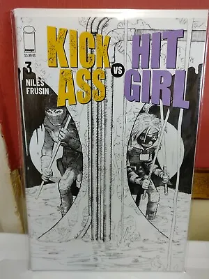 Buy KICK-ASS VS HIT-GIRL #3 VF Cover B - B&W VARIANT Image COMCIS  • 2£