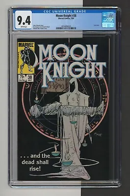 Buy Moon Knight #38, CGC 9.4 White Pages, Final Issue, Key, Marvel 1984 • 43.46£