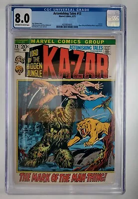 Buy Astonishing Tales #13 Marvel 1972 CGC 8.0 1st Man-Thing Cover App 3rd Overall!! • 79.44£