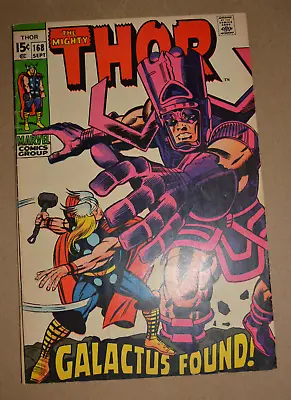 Buy Thor #168 Origin Of Galactus 1st Thermal Man Raw Marvel Comics  Silver Age 1969 • 142.48£