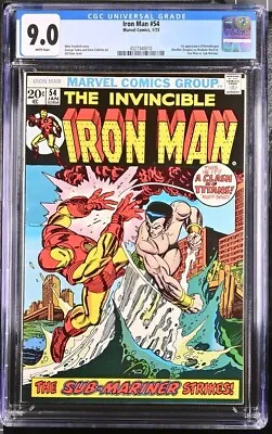 Buy Iron Man #54 Cgc 9.0 Vs Sub-mariner 1st Moondragon Gil Kane White Pages • 206.55£