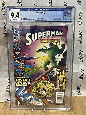 Buy Superman #74 Cgc 9.4 Wp Comic Freshly Graded Doomsday Justice 1992 Newsstand • 27.33£