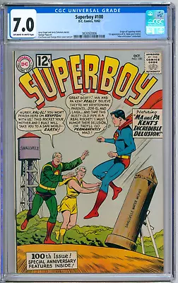 Buy Superboy 100 CGC Graded 7.0 F/VF DC Comics 1962 • 91.90£