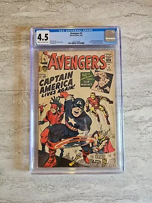 Buy Avengers #4 1st Silver Age Appearance Of Captain America Marvel Comics CGC 4.5VG • 1,194.98£