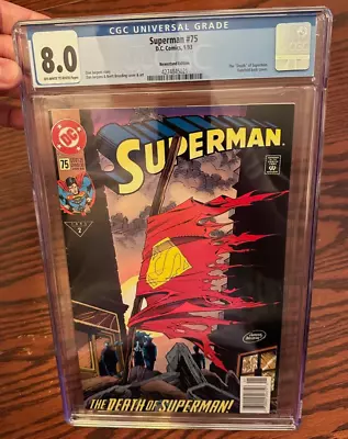 Buy SUPERMAN #75 - CGC 8.0 - NEWSSTAND DEATH OF SUPERMAN 1/93 1st Printing • 50.52£