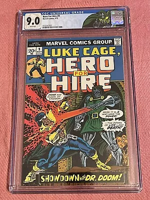 Buy Luke Cage Hero For Hire 9 CGC 9.0 White Pages, Power Man Vs Doctor Doom, Marvel! • 136.41£
