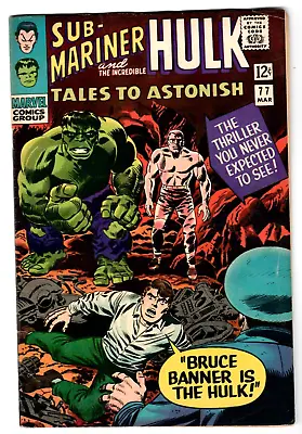 Buy TALES TO ASTONISH #77 Marvel Comics 1966 Submariner, Hulk ,Romita Art On Hulk VG • 16.56£