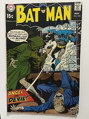 Buy Batman #216 1969 DC Comics 1st Alfred Pennysworth Neal Adams Cover Torn Corners • 12.86£