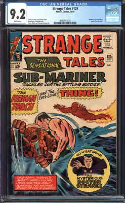 Buy Strange Tales #125 Cgc 9.2 White Pages // Human Torch + Thing Battle Sub-mariner • 527.68£