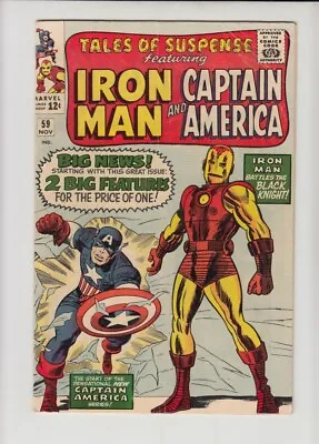 Buy TALES OF SUSPENSE #59 VG/FN DOUBLE FEATURE BEGINS 1st S.A. CAP SOLO STORY!! • 189.45£