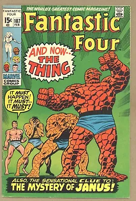 Buy Fantastic Four 107 FN 1st Buscema Art On FF Thing TRANSFORMATION COVER 1971 U325 • 28.45£