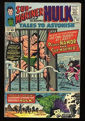 Buy Tales To Astonish #70 FN+ 6.5 Sub-Mariner Begins! Incredible Hulk! Marvel 1965 • 41.16£