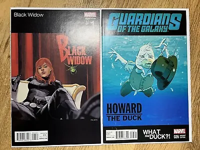 Buy Black Widow #1 & GOTG #26 Album Homage Covers, Missy Elliott, Nirvana, Marvel VF • 20£