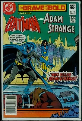 Buy DC Comics The BRAVE And The BOLD #190 BATMAN And ADAM STRANGE VFN- 7.5 • 2.36£