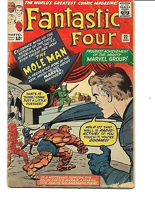 Buy Fantastic Four #22 - 2nd Appearance Of Mole Man (Marvel,1964) • 142.31£