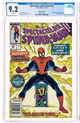 Buy 🔥 Spectacular Spider-Man #158 NEWSSTAND 1981 1st Cosmic Spidey White P CGC 9.2 • 53.83£