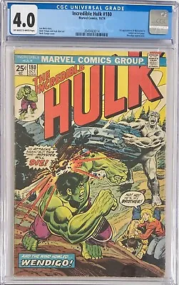 Buy Incredible Hulk #180 - GRAIL - 1st Cameo Appearance Of Wolverine - CGC 4.0 • 650£