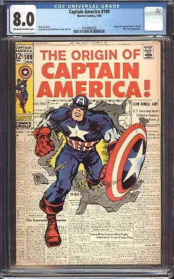 Buy CAPTAIN AMERICA #109 (1969) CGC 8.0 / Marvel Comics / Origin Retold! • 197.08£