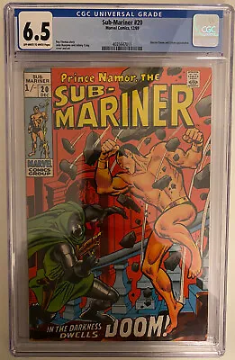 Buy Marvel Comics Sub-Mariner #20 1969 Silver Age First Battle Dr.Doom CGC 6.5 • 99.99£