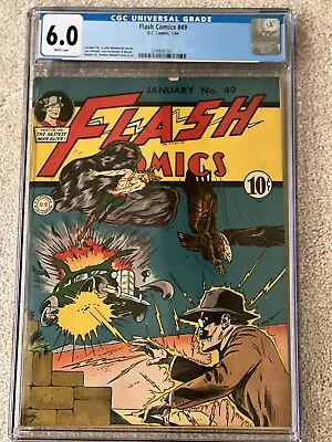 Buy 1944 DC Comics FLASH  #49 CGC 6.0 White Pages — Hawkman Cover • 599.64£