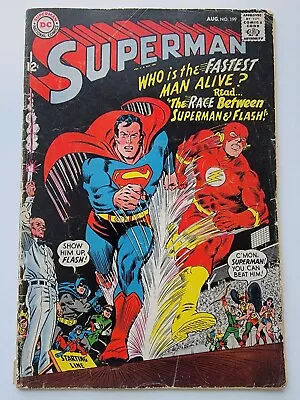 Buy SUPERMAN #199 G+ 1st Superman Vs Flash Race 1967 Curt Swan - Jim Shooter, Silver • 78.87£