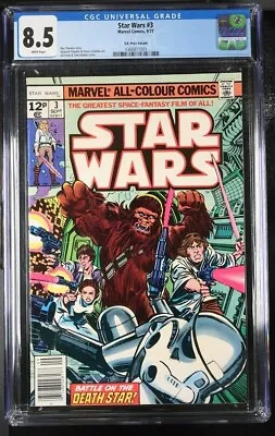 Buy Vintage Star Wars 3 1977 UK Price Variant Pop Of 15 White Pages CGC Graded 8.5 • 500£