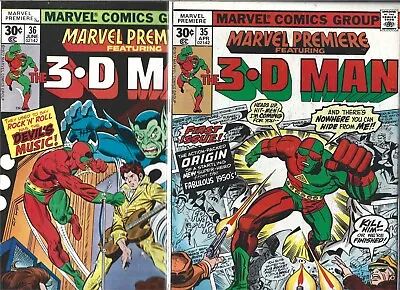 Buy Marvel Premiere Lot Of 2 - #35 1st Appearance Of 3-d Man #36 (vf) Bronze Age • 6.22£